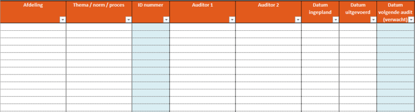 Auditsysteem in Excel Auditsysteem in Excel