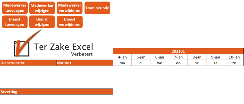 Dienstrooster in Excel Dienstrooster in Excel