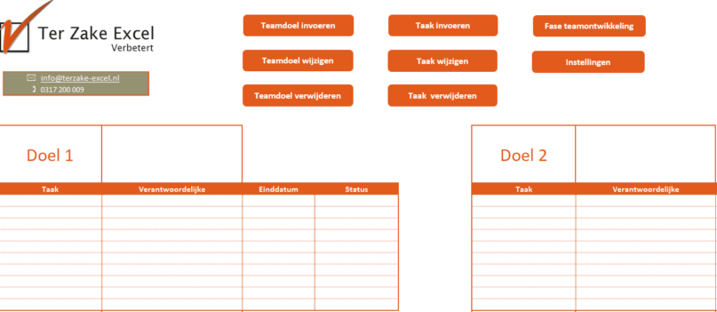 Teamdoelen in Excel Teamdoelen in Excel