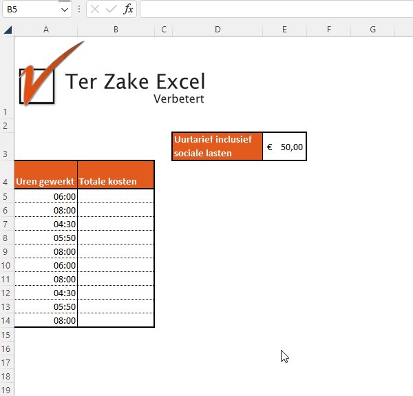 Excel rekenen met tijd