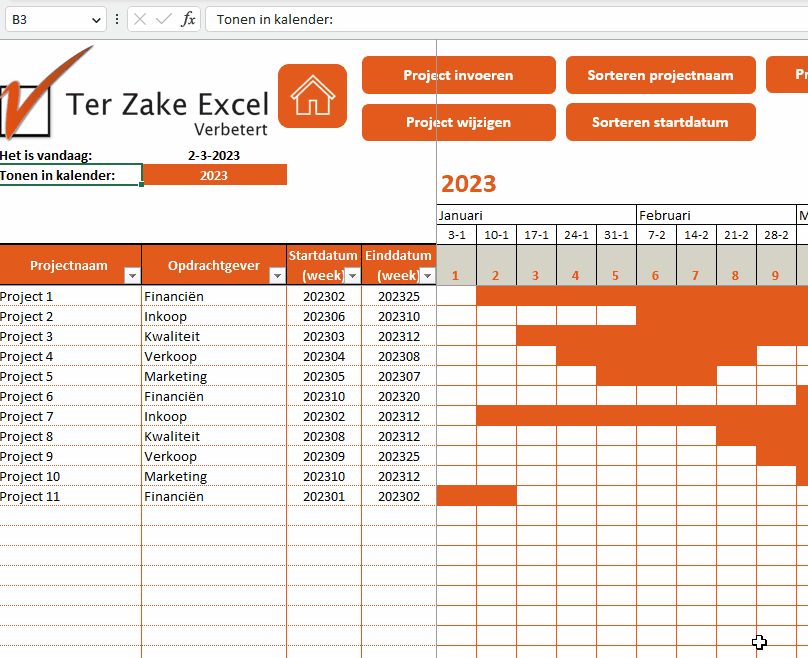 Plannen in Excel