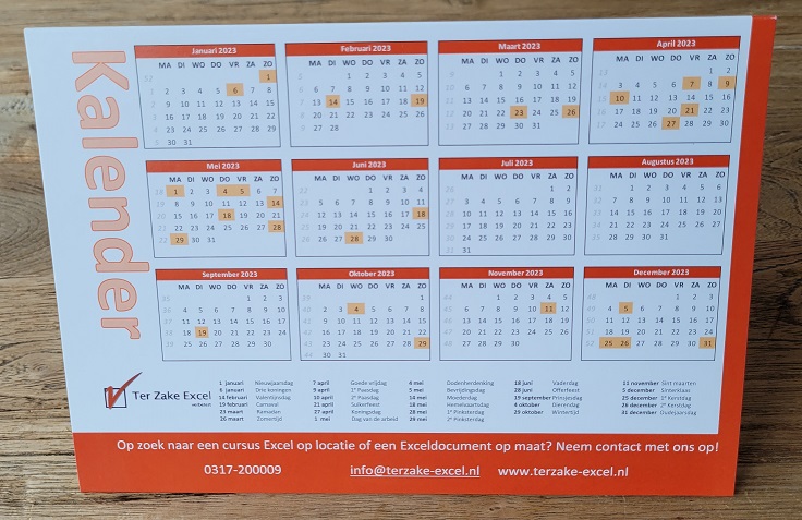 Kalender voorkant Kalender