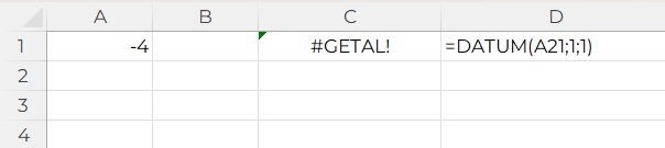 Foutmeldingen in Excel