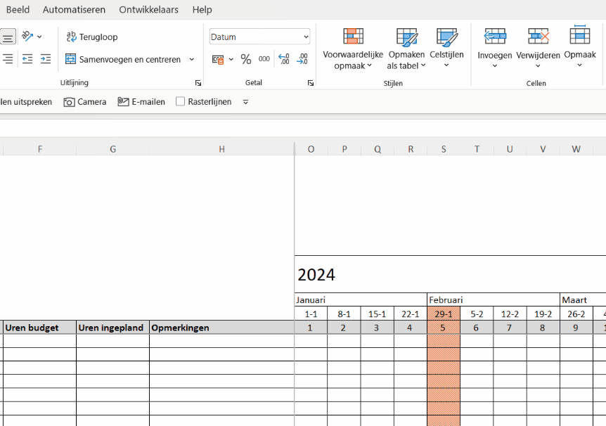 Planning in Excel