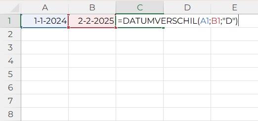Datumverschil in Excel