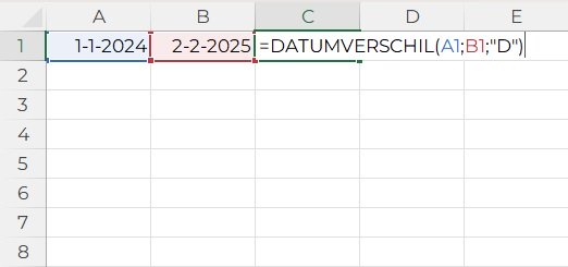 Datumverschil in Excel