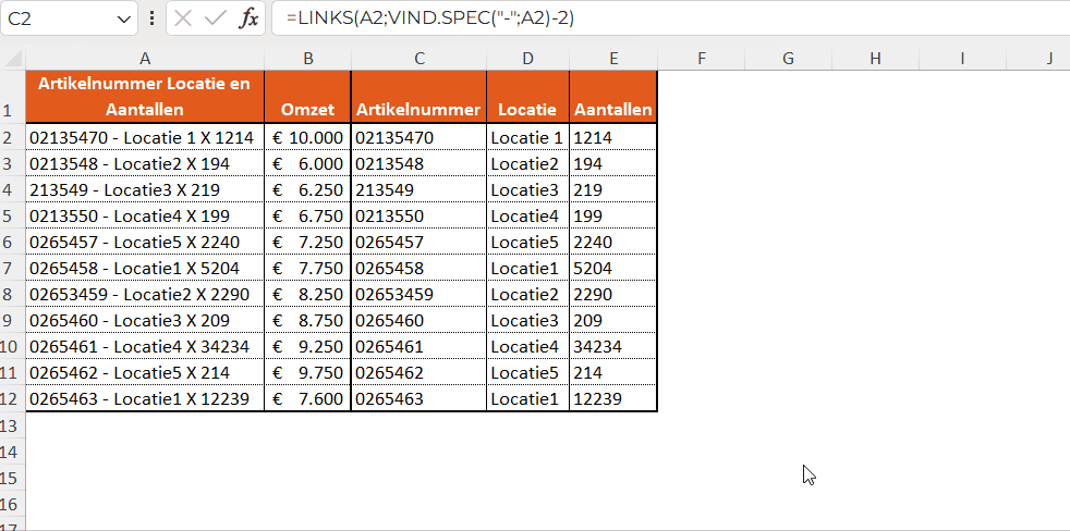 Geneste formules Excel