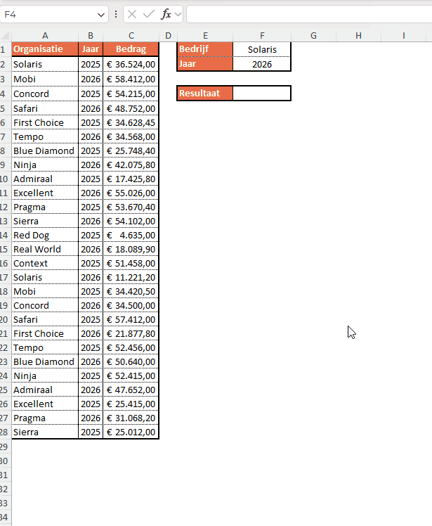 Excel zoeken