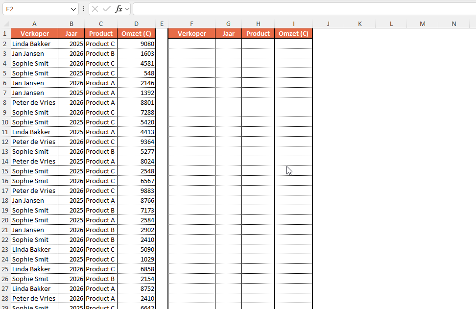 Weglaten in Excel